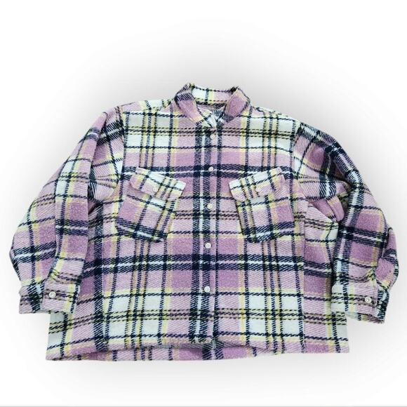 Zara Lavender Plaid Jeweled Oversized Shacket M - Picture 3 of 11